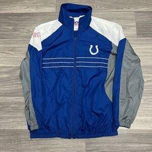 NFL Indianapolis Colts Windbreaker Jacket‎ Mens Large Full Zip Embroidered Blue
